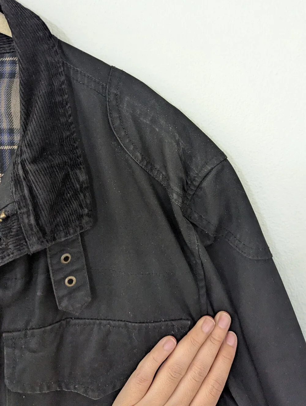 Vintage J. Crew Coated Barn Jacket The British Millerain Black Pockets Large T